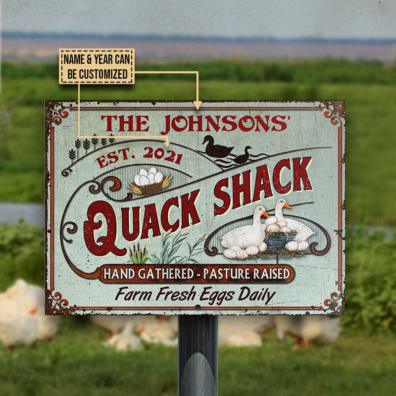 Personalized Duck Quack Shack Pasture Raised Custom Classic Metal Signs
