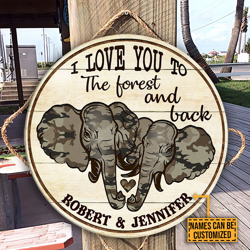 Personalized Elephant To The Forest And Back Customized Wood Circle Sign