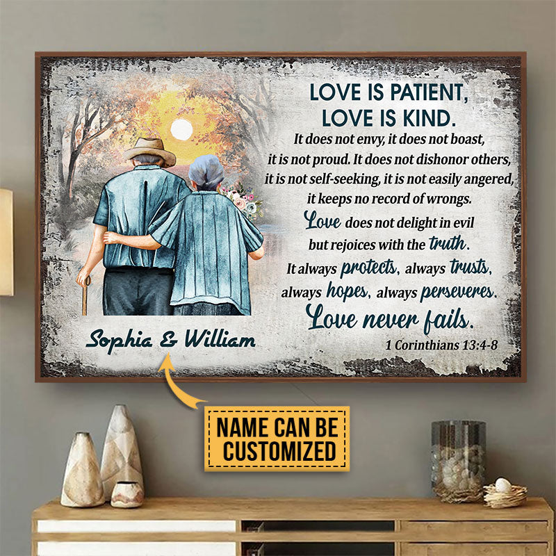 Personalized Family Old Couple Love Is Kind Custom Poster