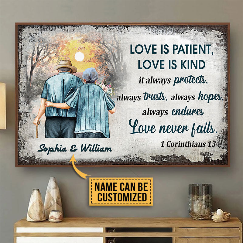 Personalized Family Old Couple Love Is Patient Custom Poster