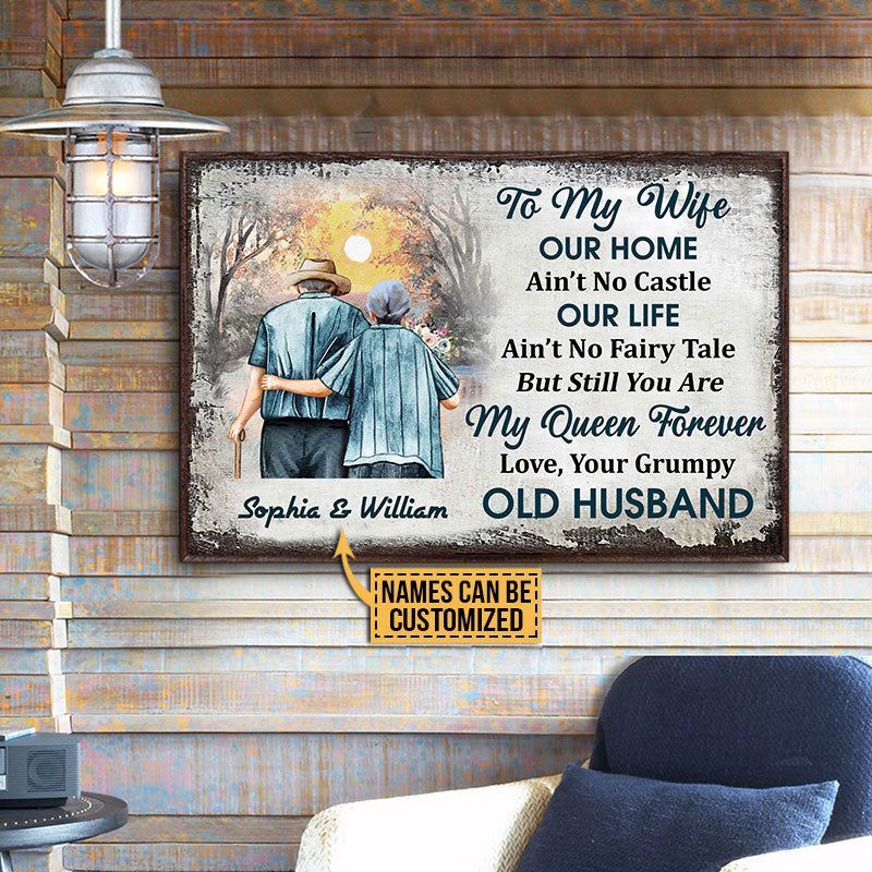 Personalized Family Old Couple Our Home Ain't No Castle Custom Poster