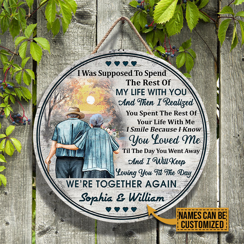 Personalized Family Old Couple The Rest Of My Life Custom Wood Circle Sign
