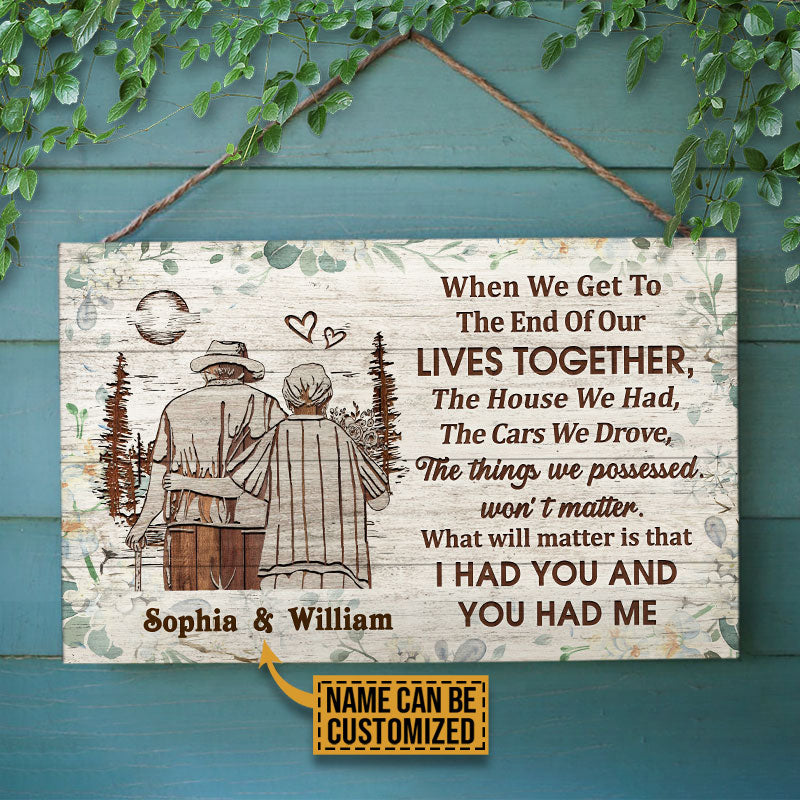 Personalized Family Old Couple When We Get Floral Custom Wood Rectangle Sign