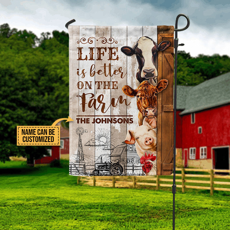 Personalized Farm Better On The Farm Wood Customized Flag