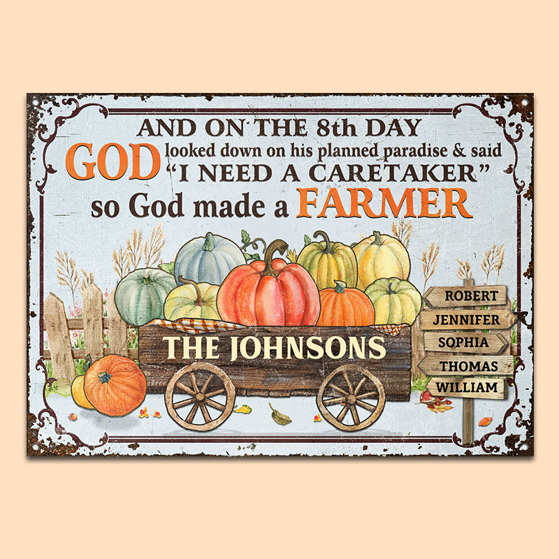 Personalized Farm So God Made Autumn Custom Classic Metal Signs, Pumpkin Fall Decor