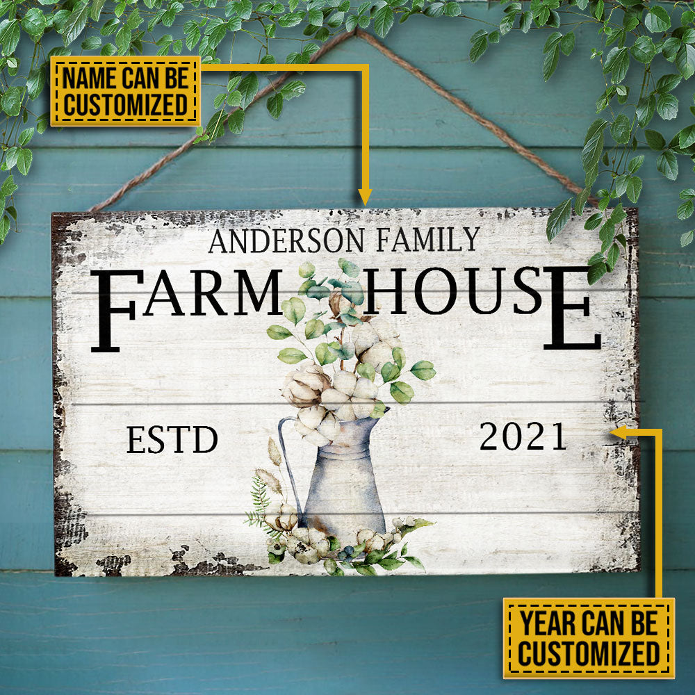 Personalized Farmhouse Cotton Customized Wood Rectangle Sign