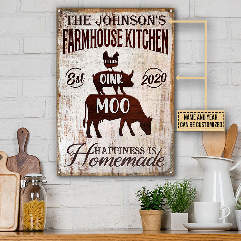 Personalized Farmhouse Kitchen Homemade Customized Classic Metal Signs
