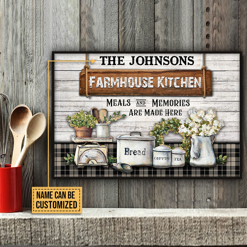 Personalized Farmhouse Kitchen Meals And Memories Are Made Here Custom Poster