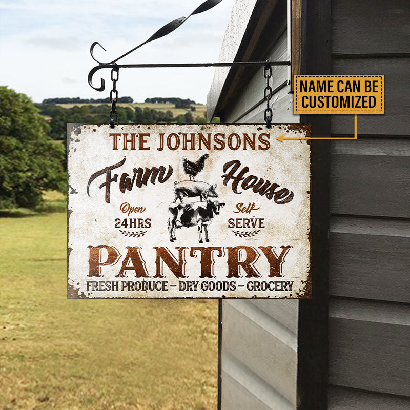 Personalized Farmhouse Pantry Self Serve Customized Classic Metal Signs