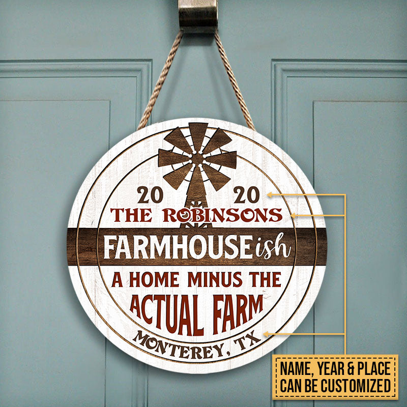 Personalized Farmhouse-ish Actual Farm Custom Wood Circle Sign