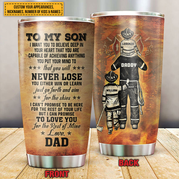 Personalized Firefighter Dad And Child Never Lose Custom Tumbler - Wander  Prints™