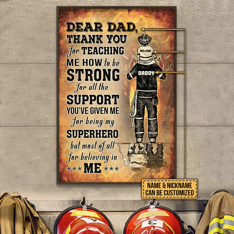 Personalized Firefighter Dad And Son Thank You Custom Poster