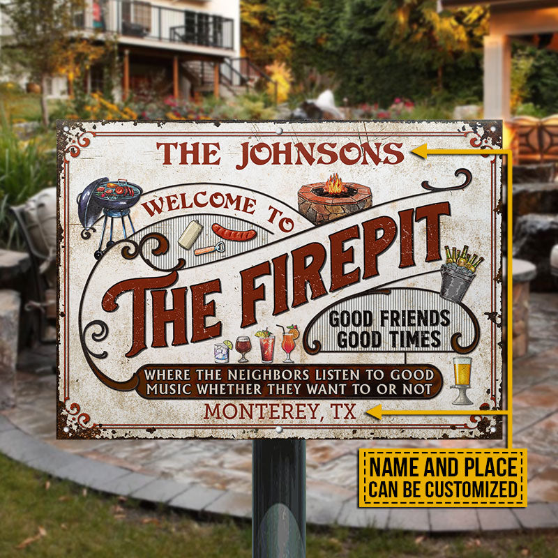 Personalized Firepit Grilling Red Listen To The Good Music Custom Classic Metal Signs