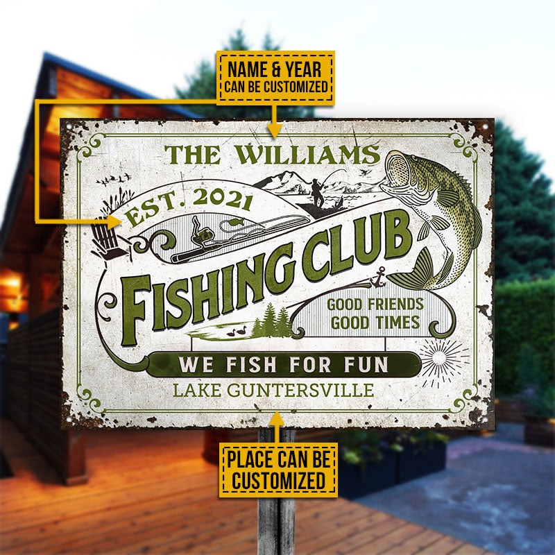 Personalized Fishing For Fun Custom Classic Metal Signs