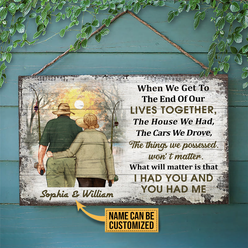 Personalized Fishing Old Couple When We Get Custom Wood Rectangle Sign