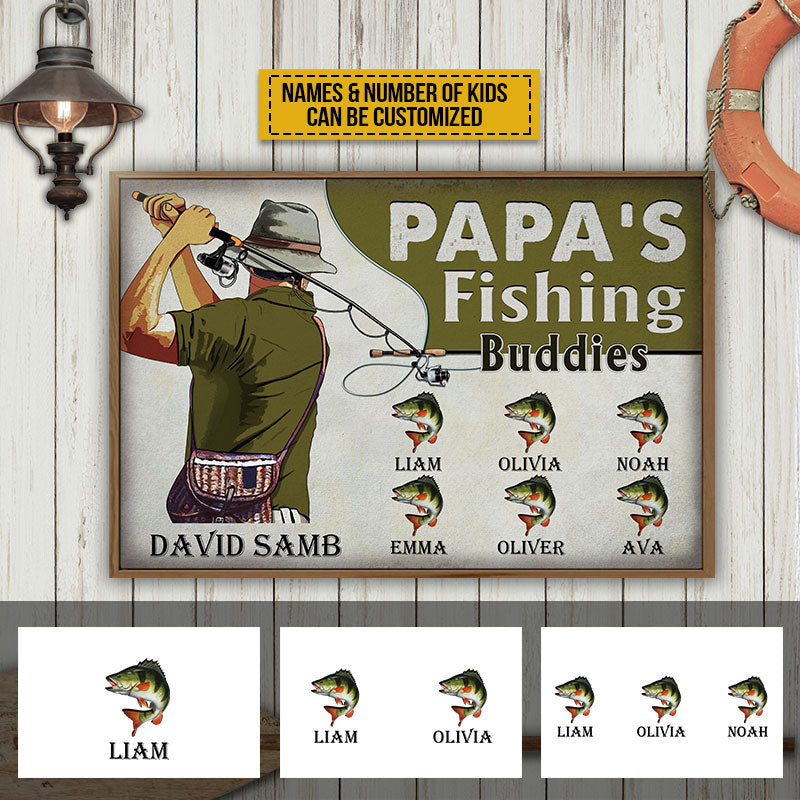 Personalized Fishing Papa's Fishing Buddies Customized Poster