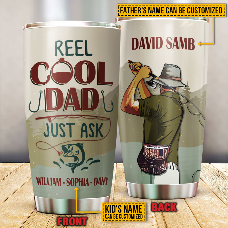 Personalized Fishing Reel Cool Dad Customized Tumbler