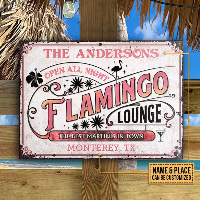 Personalized Flamingo Lounge Customized Classic Metal Signs