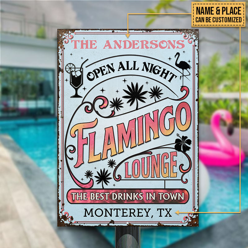 Personalized Flamingo Lounge The Best Drinks Custom Classic Metal Signs