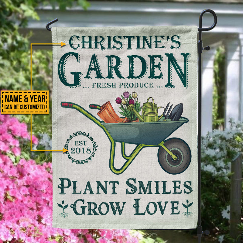Personalized Garden Plant Smiles Grow Customized Flag