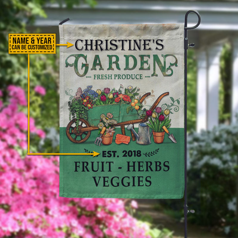 Personalized Garden Plant Smiles Grow Love Vintage Customized Flag