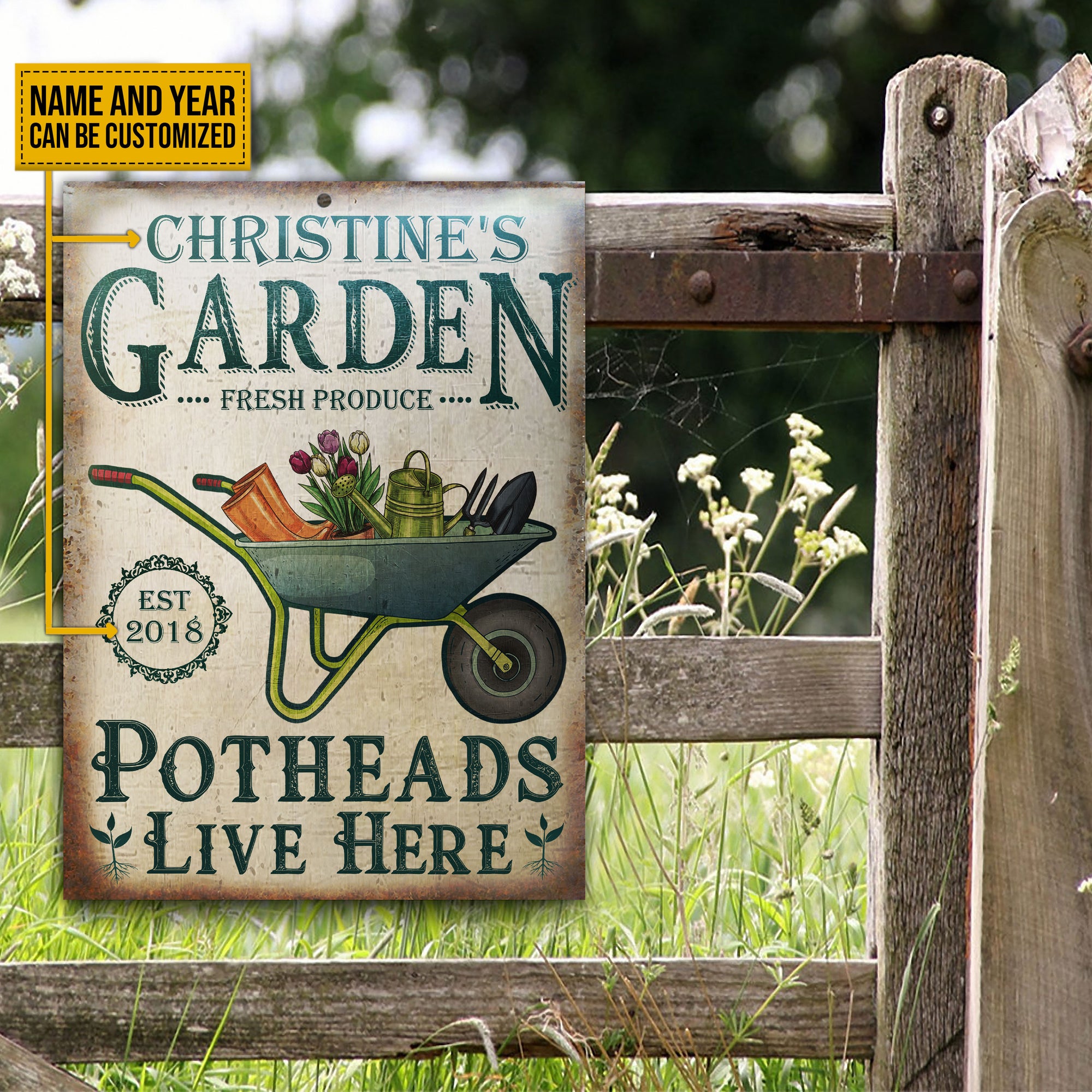 Personalized Garden Potheads Live Here Customized Classic Metal Signs