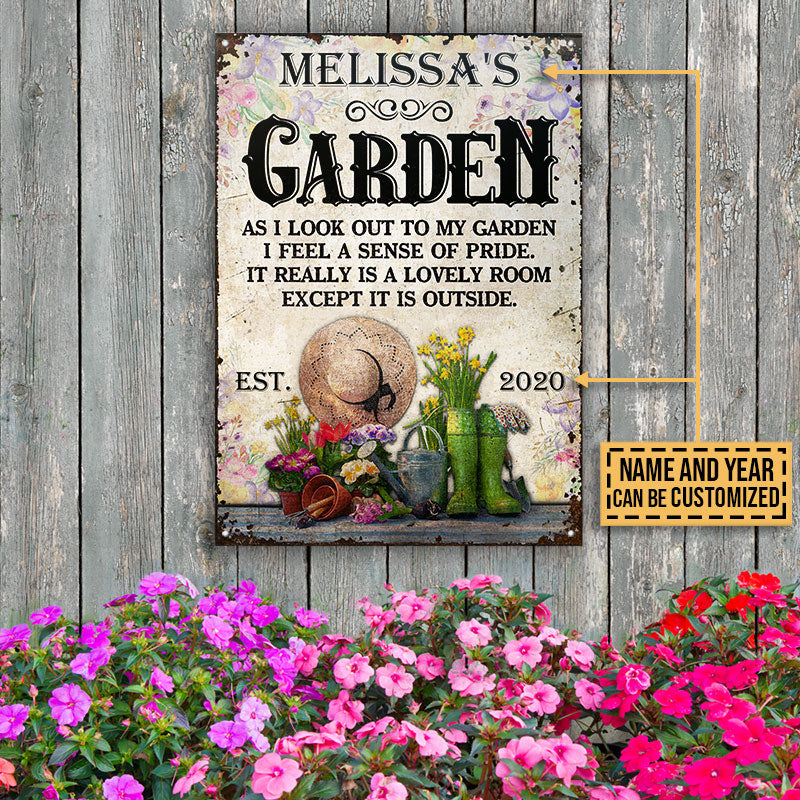 Personalized Gardening Floral As I Look Out Custom Classic Metal Signs
