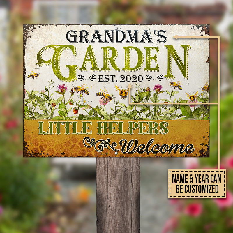 Personalized Gardening Little Helpers Welcome Customized Classic Metal Signs