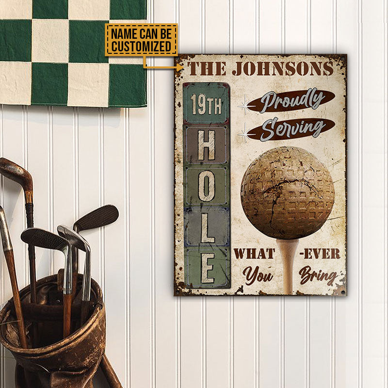 Personalized Golf 19th Hole Box Proudly Serving Customized Classic Metal Signs