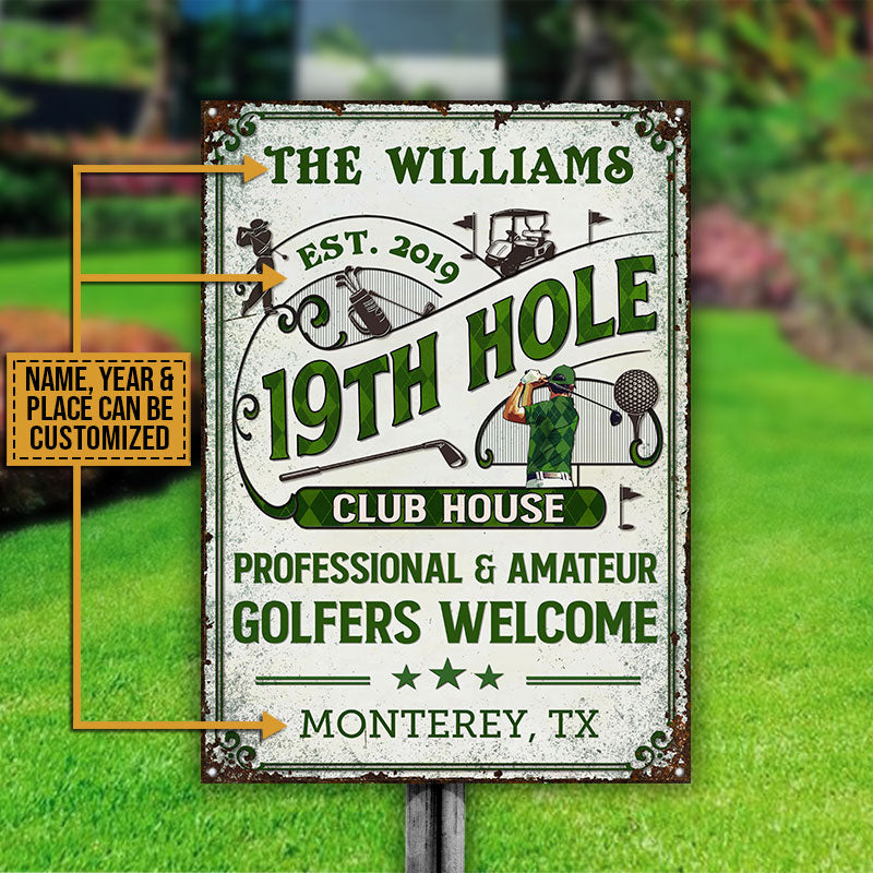 Personalized Golf 19th Hole Club House Golfer Welcome Custom Classic Metal Signs