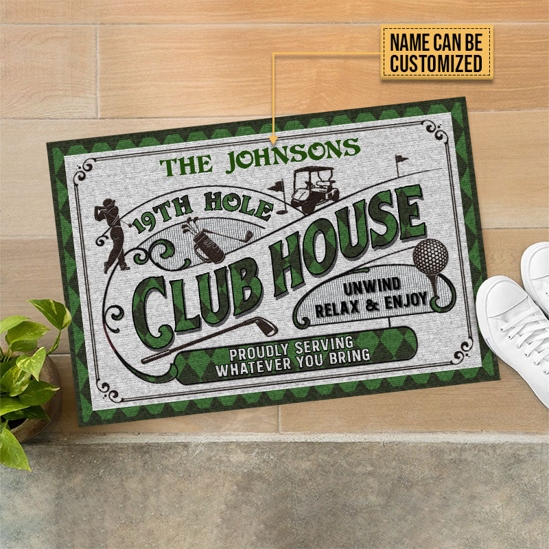 Personalized Golf 19th Hole Proudly Serving Custom Doormat