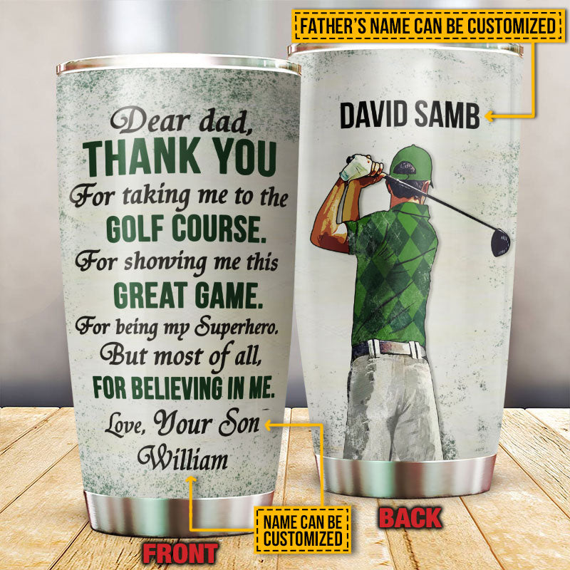 Personalized Golf Dad And Child Thank You Customized Tumbler