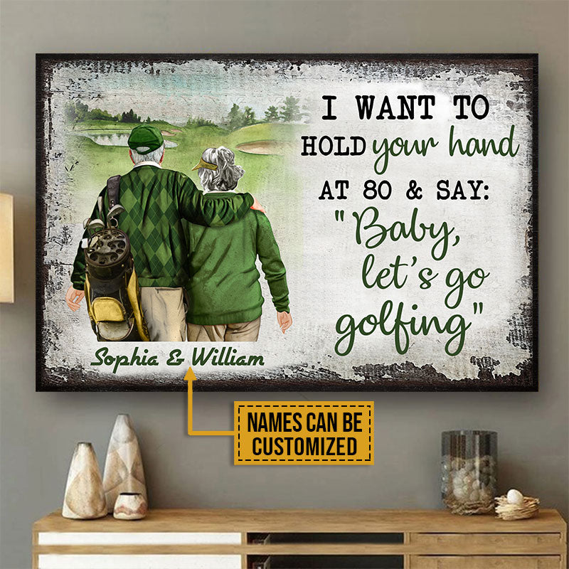 Personalized Golf Old Couple Want To Hold Your Hand Custom Poster