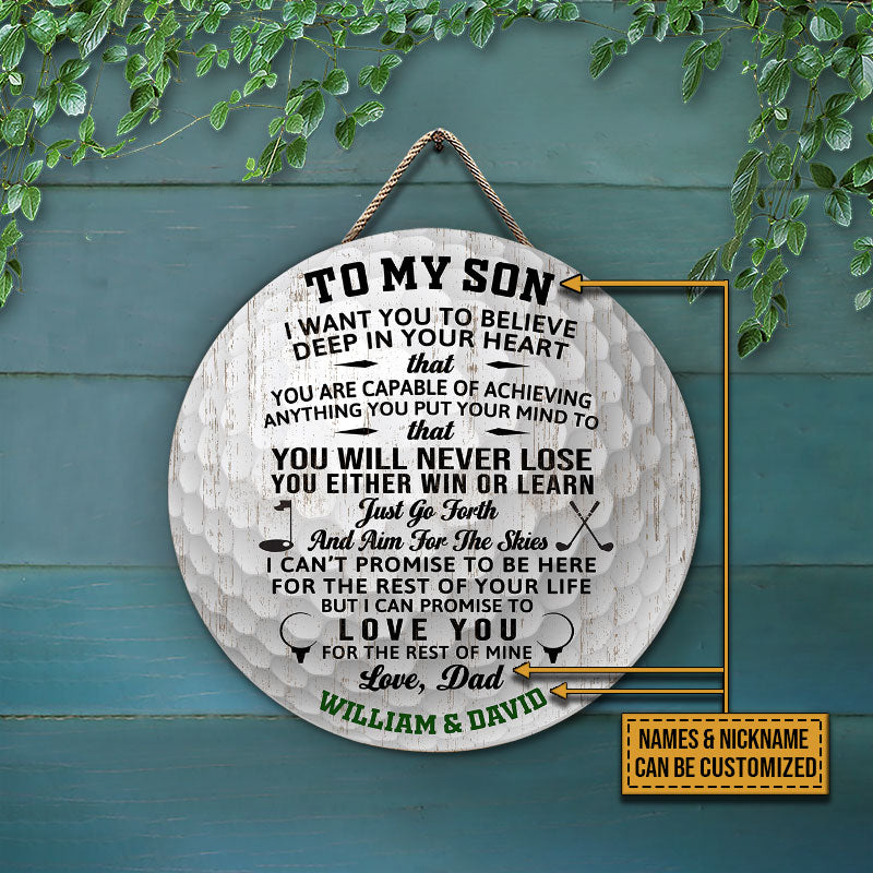 Personalized Golf Parent And Child You Will Never Lose Customized Wood Circle Sign