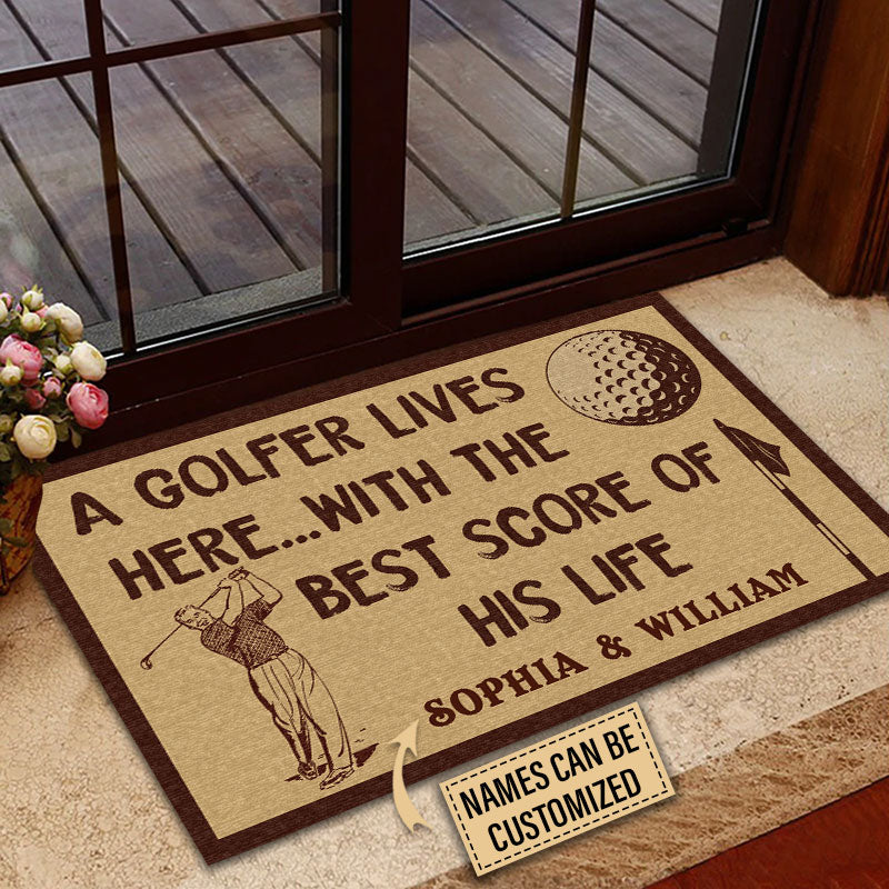 Personalized Golf The Best Score Customized Doormat