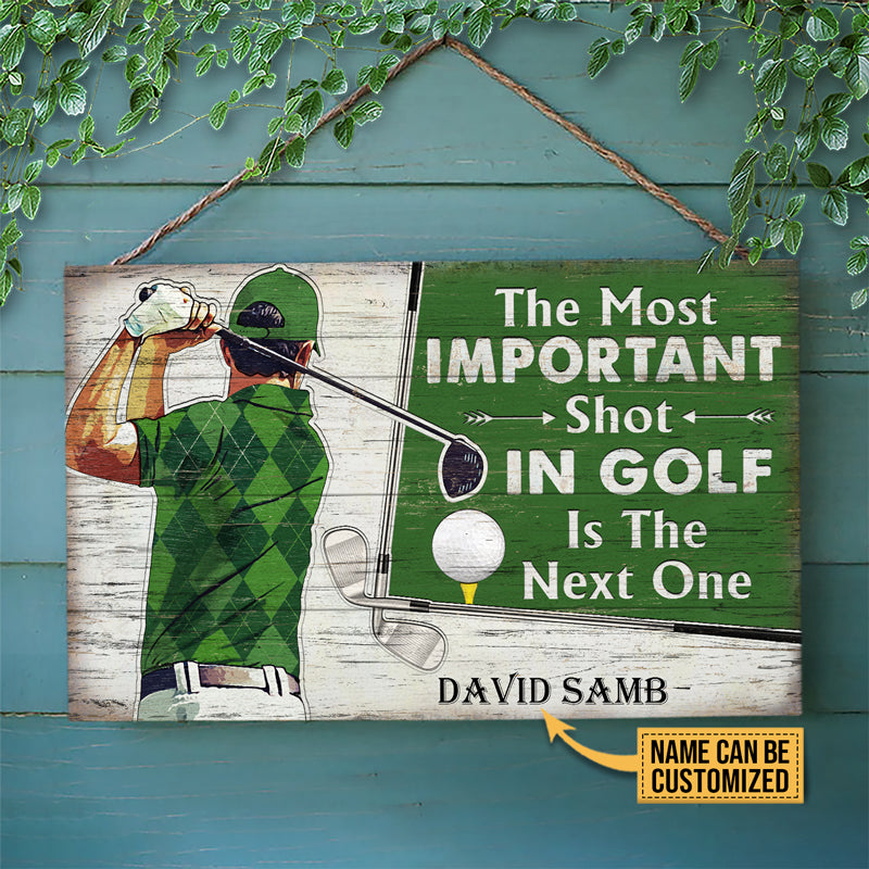 Personalized Golf The Most Important Shot Customized Wood Rectangle Sign