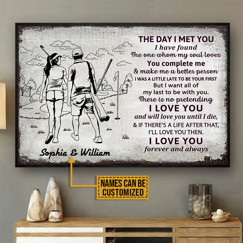 Personalized Golfer Couple The Day I Meet You Sketch Customized Poster
