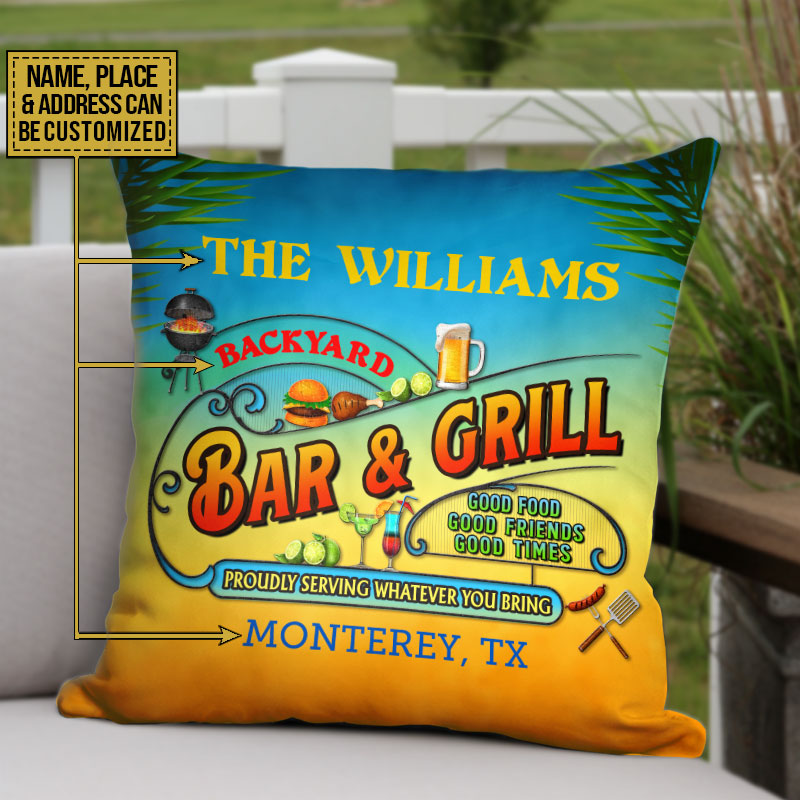 Personalized Grilling Summer Good Food Good Friends Custom Pillow