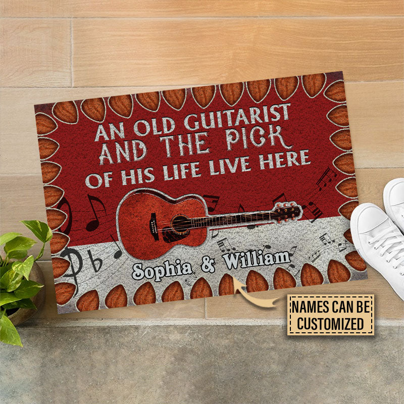 Personalized Guitar Live Here Customized Doormat