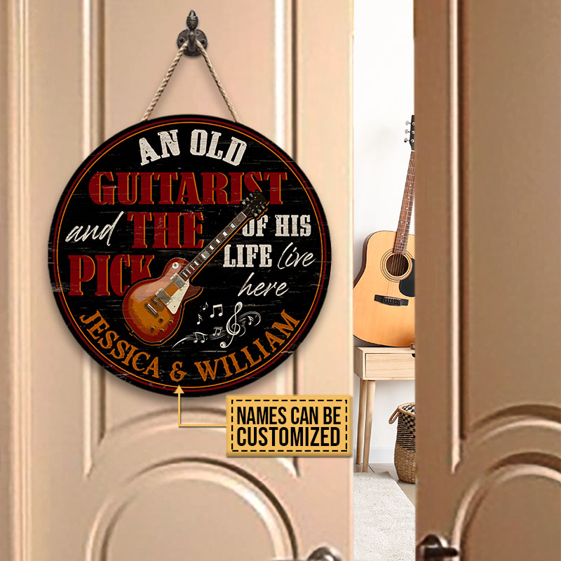 Personalized Guitar Pick Of Life Customized Wood Circle Sign
