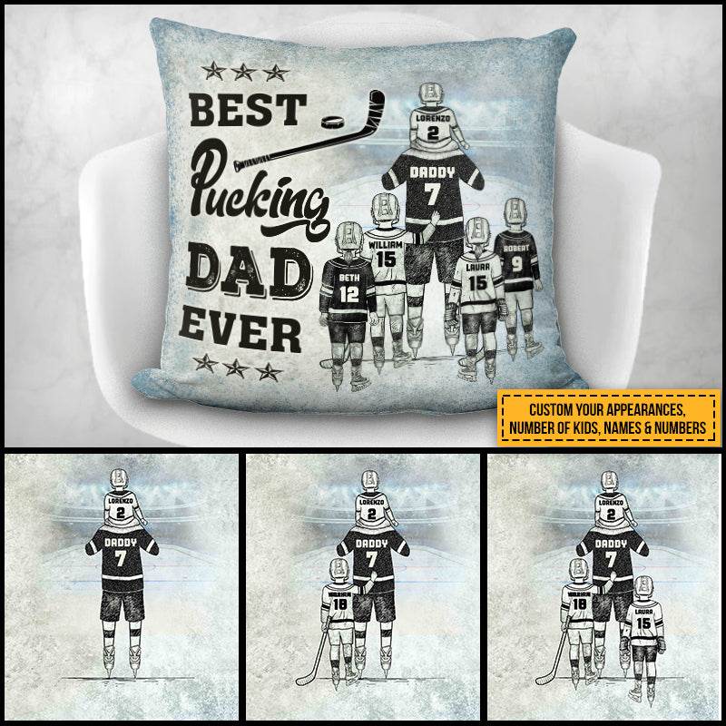 Personalized Hockey Dad And Child Best Dad Ever Custom Pillow