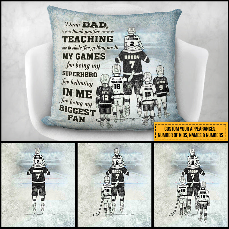 Personalized Hockey Dad And Child Thank You Custom Pillow