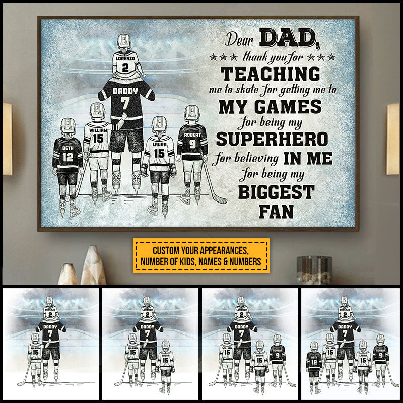 Personalized Hockey Dad And Child Thank You Custom Poster