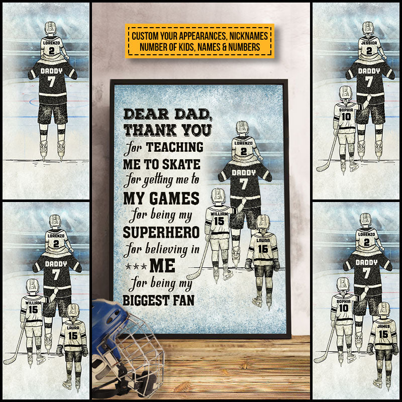 Personalized Hockey Dad And Child Thank You Dad Custom Poster