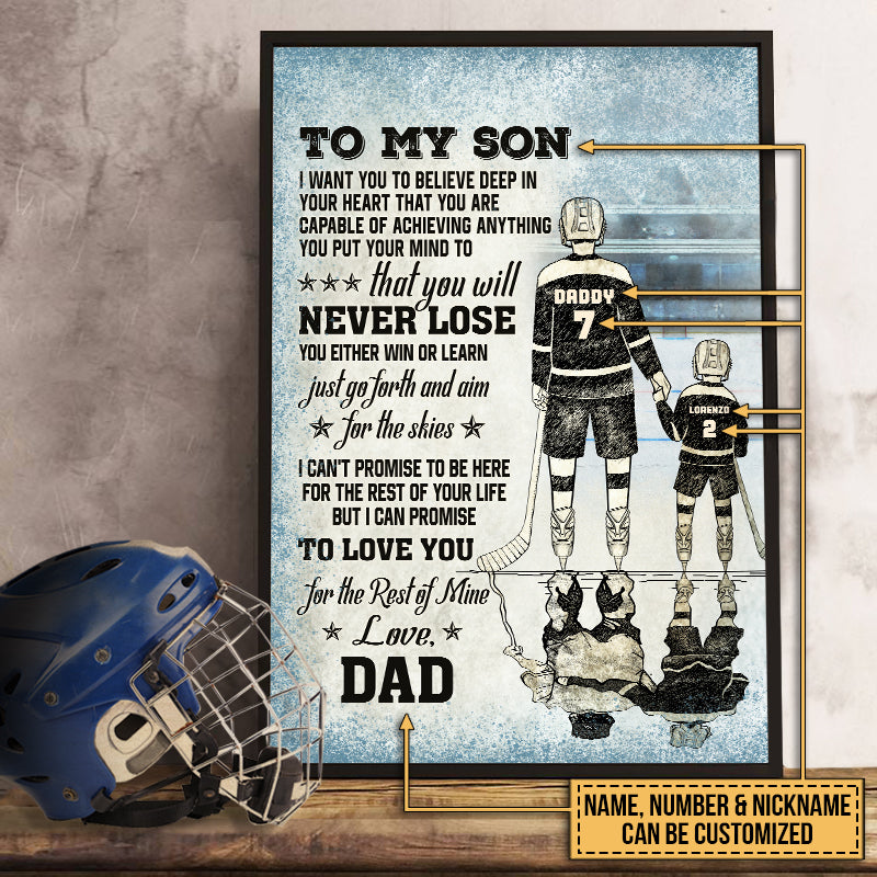 Personalized Hockey Dad And Son Never Lose Custom Poster