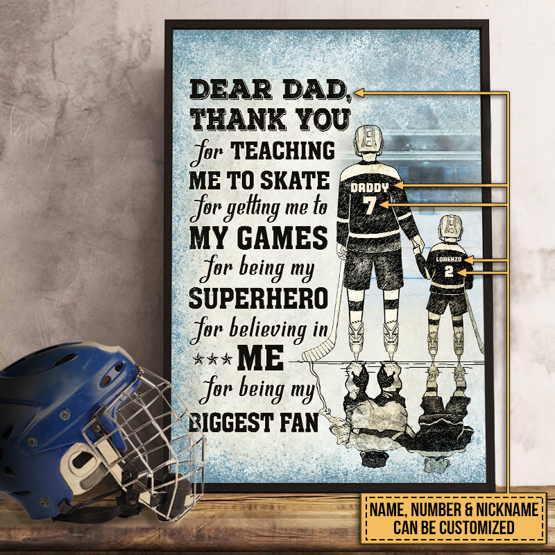 Personalized Hockey Dad And Son Thank You Custom Poster