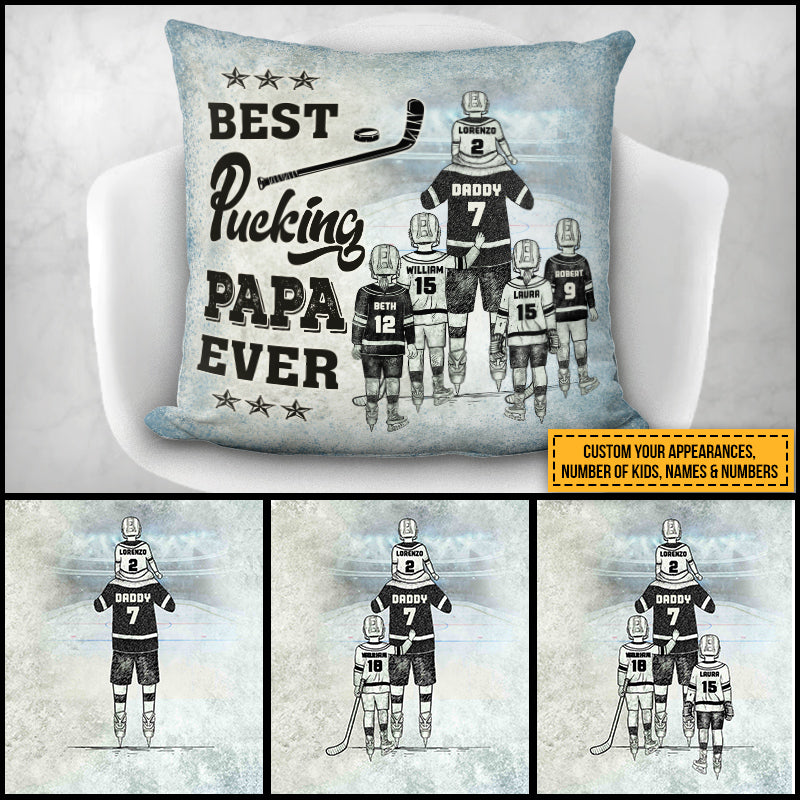 Personalized Hockey Papa And Child Best Papa Ever Custom Pillow