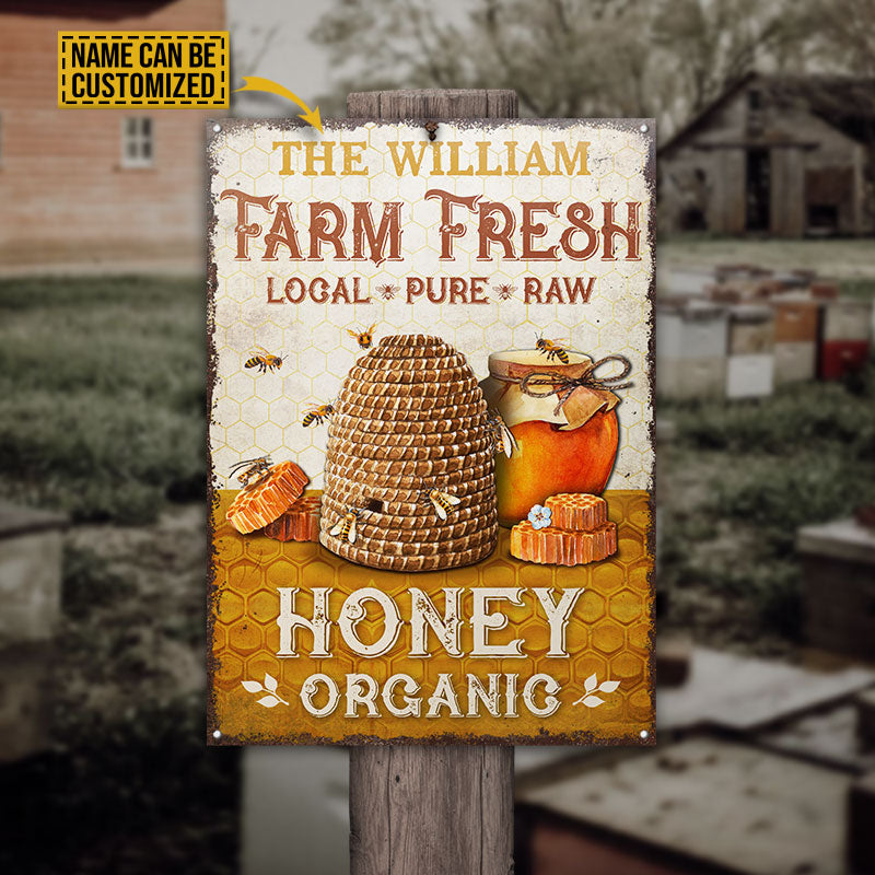 Personalized Honey Bee Farm Fresh Customized Classic Metal Signs