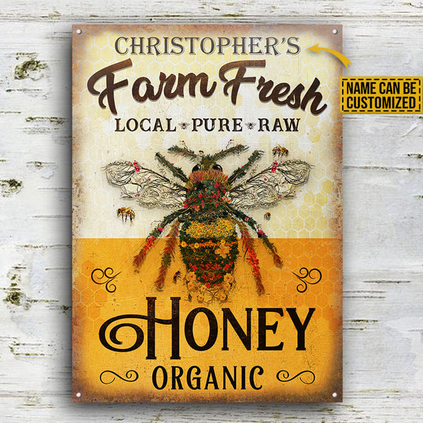 Honey Bee Fresh Honey Custom Classic Metal Signs, Bee Gift, Bee Decor -  Wander Prints™