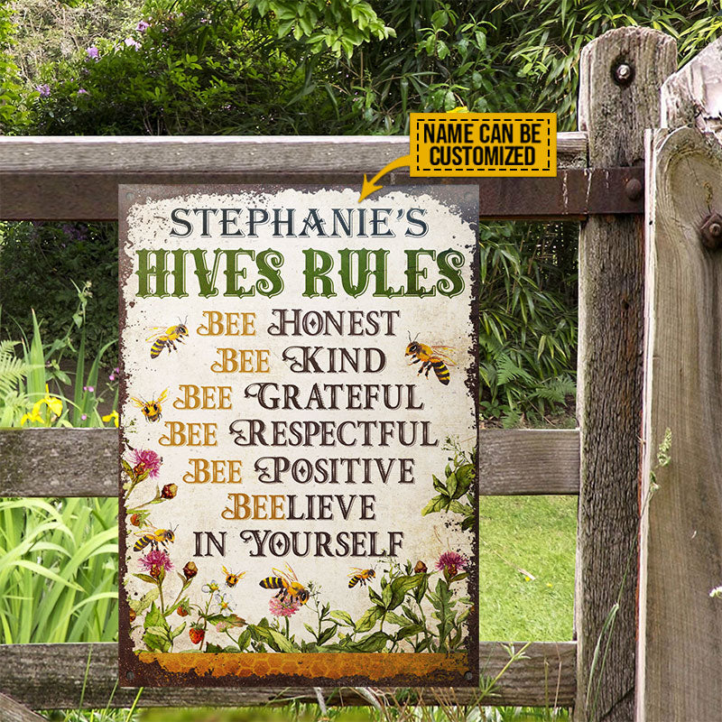 Personalized Honey Bee Hives Rules Honest Customized Classic Metal Signs